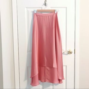 ASOS Midi Satin Pink Skirt w/ Splices